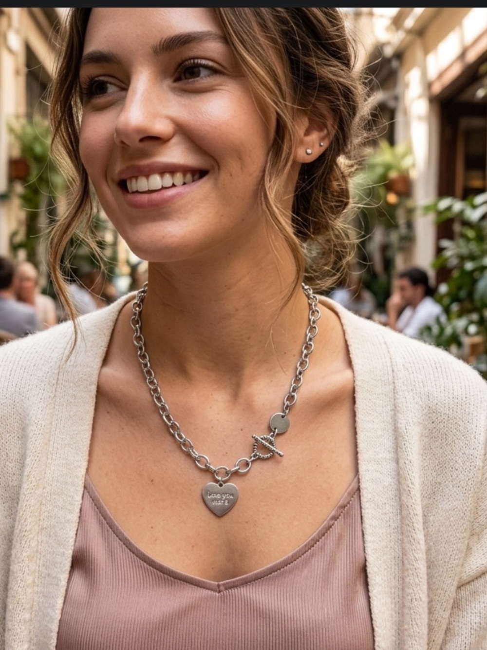 Heart Charm Silver Necklace - Women Jewelry